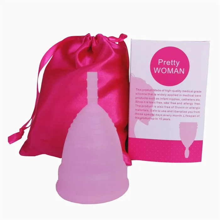 Менструальная чашка персональный медицинский уход копа Менструальный De Silicona медицинский женский гигиенический продукт копа менструальный период чашка - Цвет: A13-1Cup-BoxBag-Pink