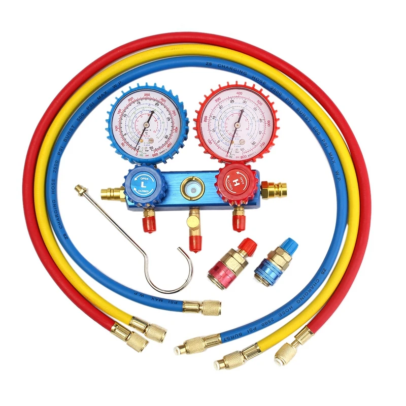 

Auto Manifold Gauge Set A/C R134A Refrigerant Charging Hose With 2 Quick Coupler For R134A Air-Conditioning Refrigeration