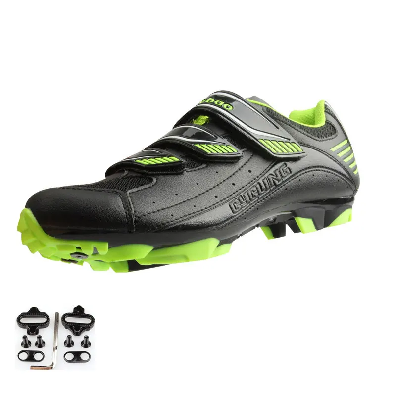 1805 green cleat Tiebao профессиональная спортивная велосипедная обувь MTB велосипедная обувь мужская самоблокирующаяся велосипедная обувь sapatilha ciclismo MTB - Цвет: 1805 green cleat