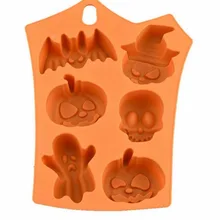 В настоящее время доступно 6 полости Хэллоуин шоколадная силиконовая форма для льда форма ручной выпечки модель DIY декоративные формы для торта