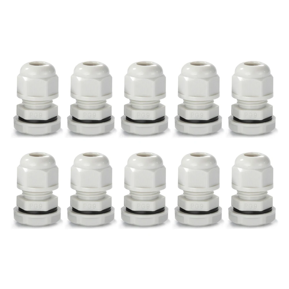10PCS PG9 Cable Waterproof Connector Plastic Nylon Cable Fixed Head