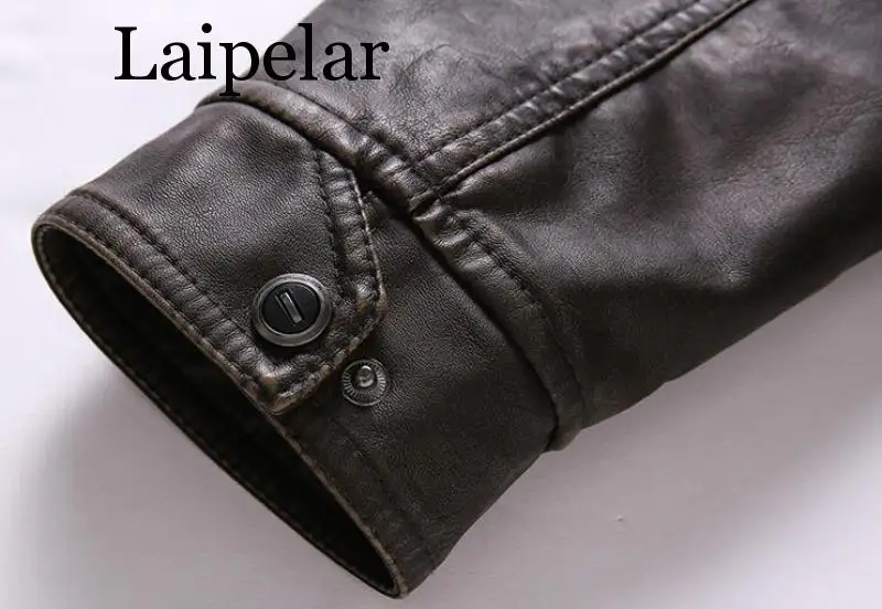 Laipelar Men's Leather Jackets Winter Warm Faux Fleece Plus Thick Warm Coats Biker Motorcycle Velvet Windproof Outerwear M-3XL