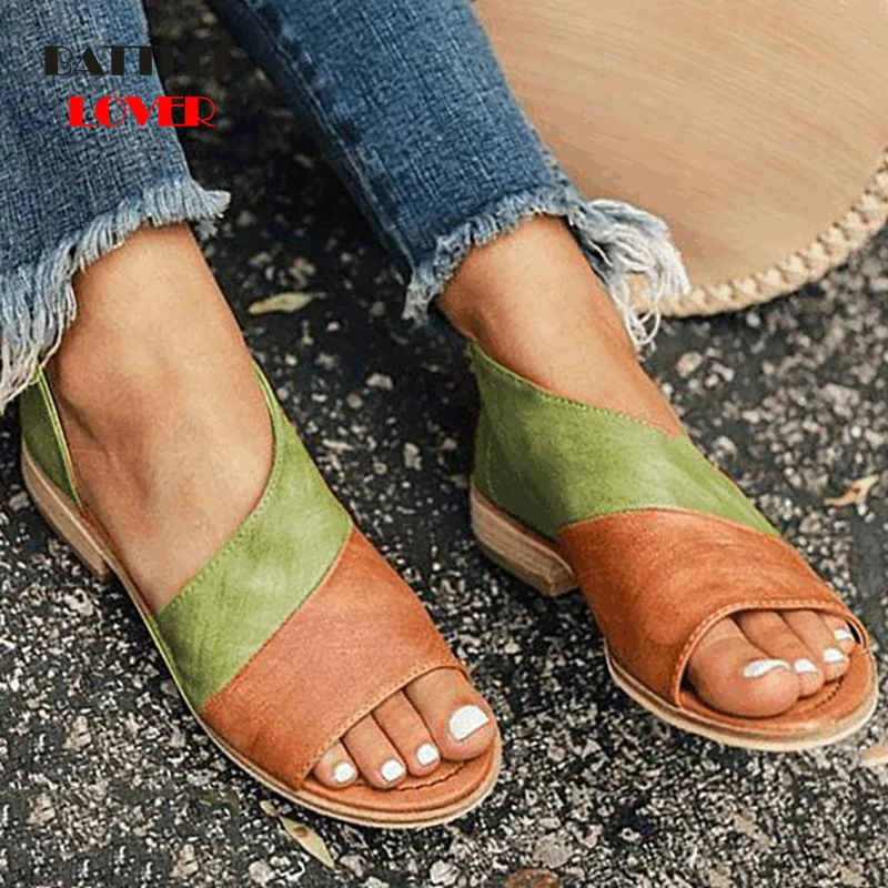 Women Genuine Leather Sandals For Summer Casual Shoes Woman Peep Toe Low Heels Sandalias Mujer Femme 2019 Size 34-43 Summer Shoe