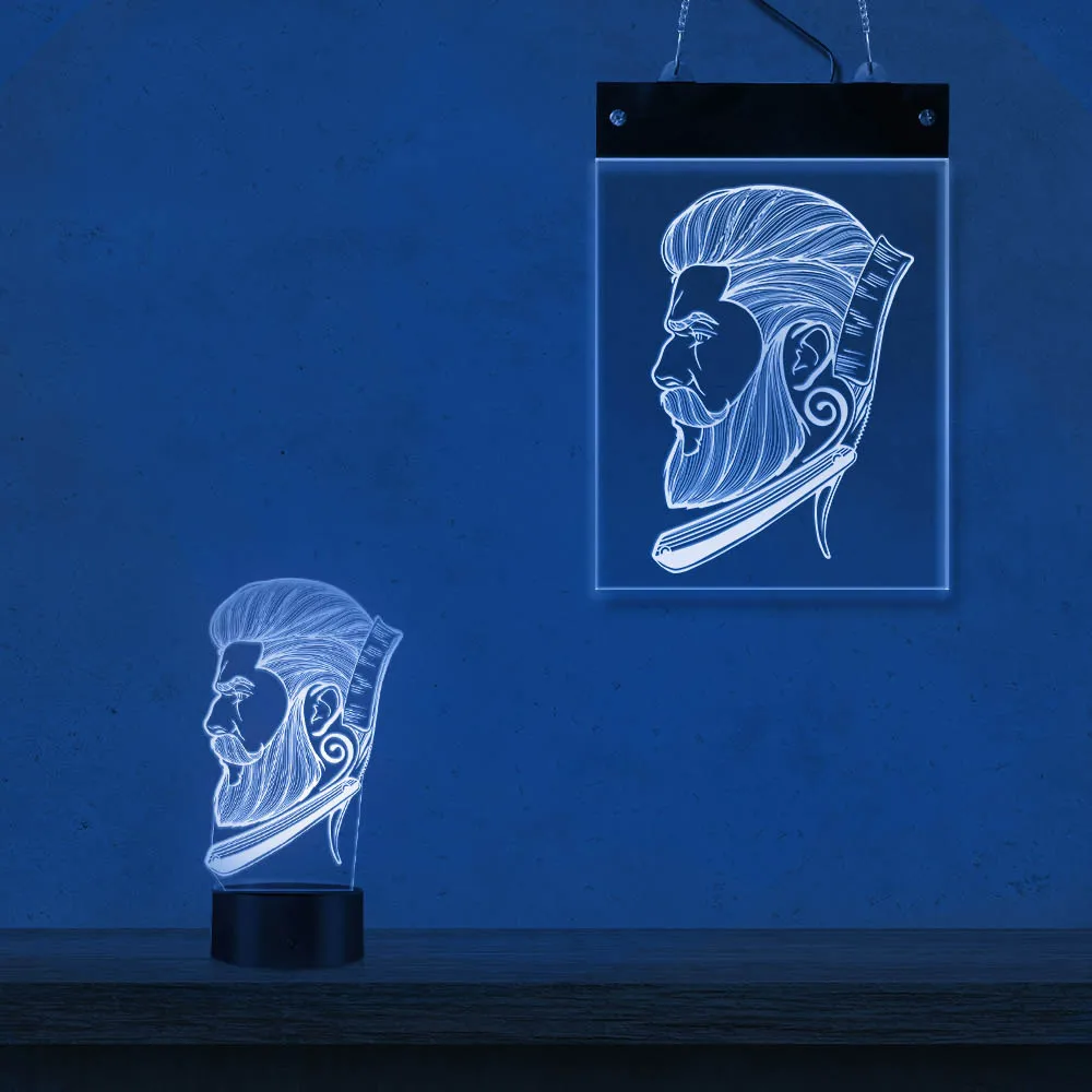 lâmpada 3d de noite criativa para salão de beleza e cabeleireiro
