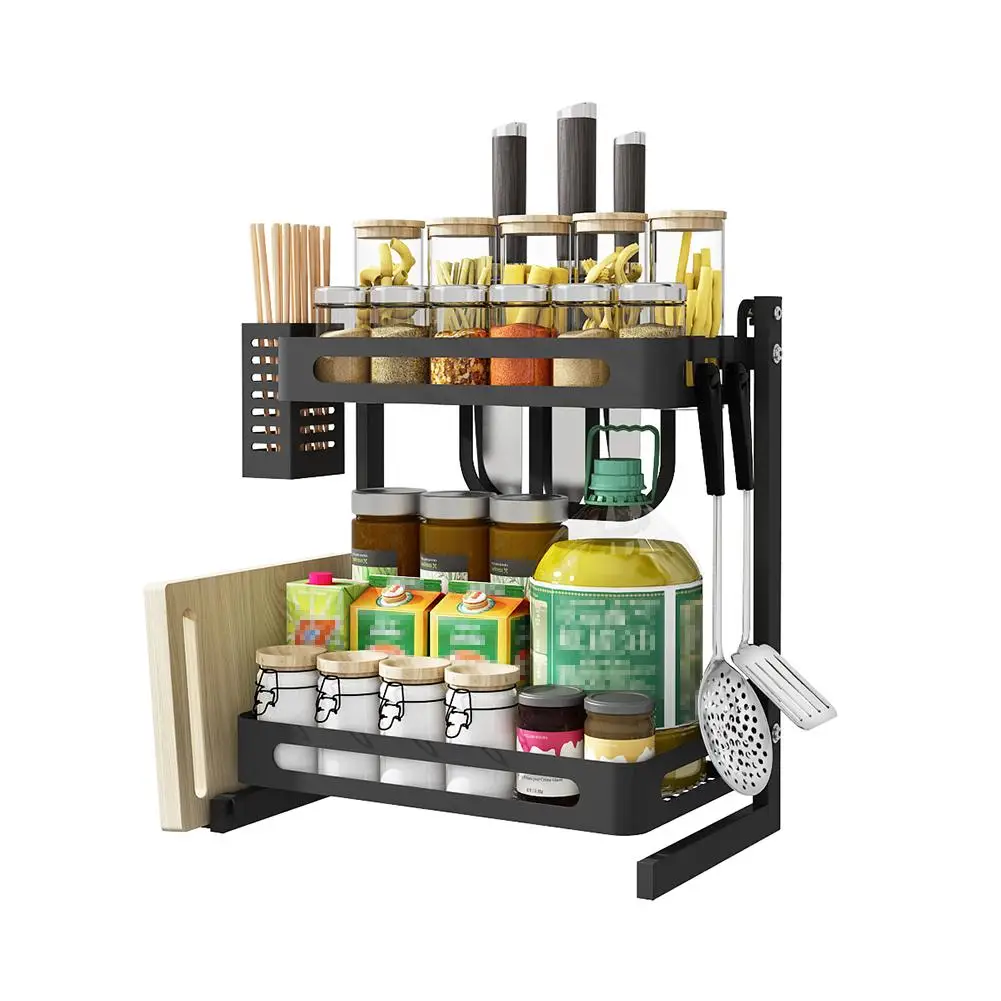 

Kitchen Storage Shelf Stainless Steel Anti Rust Tableware Rack Multi layer Seasoning Organizer