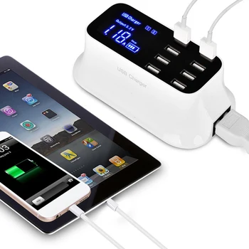 

New Arrival 40W Desktop 8 USB Ports LCD Display Fast Charging Station Dock Charger Adapter USB Hub UK Plug US Plug EU Plug