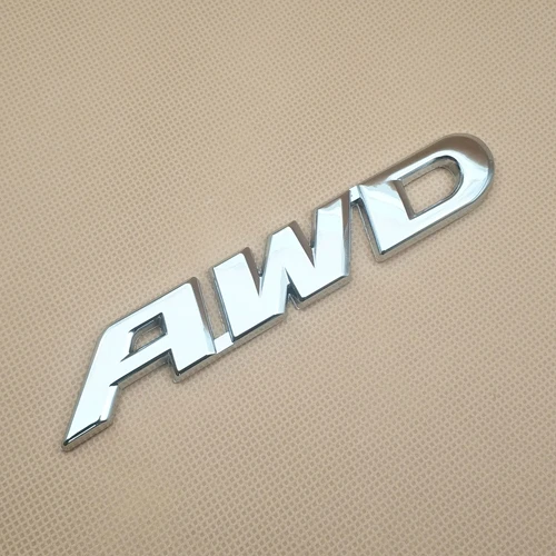 Silver 15 см металлический AWD значок в виде буквы стикер 4 колеса задний багажник автомобиля эмблема для Honda Toyota - Цвет: Silver