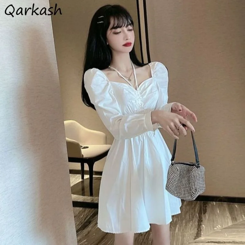 

Mini Dresses Women White Dress Party Sexy Casual Long Sleeve Spring Streetwear Harajuku Vestido De Mujer Club Chic Fashion Solid