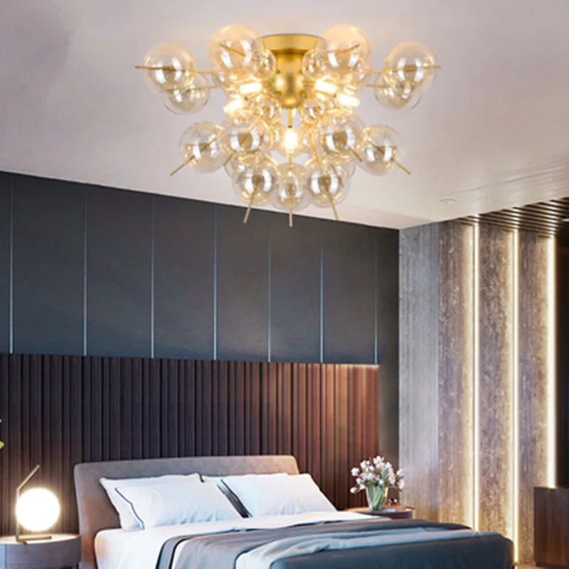 Nordic glass ball bubble pendant lamps post modern art restaurant bedroom living room pendant lgihts