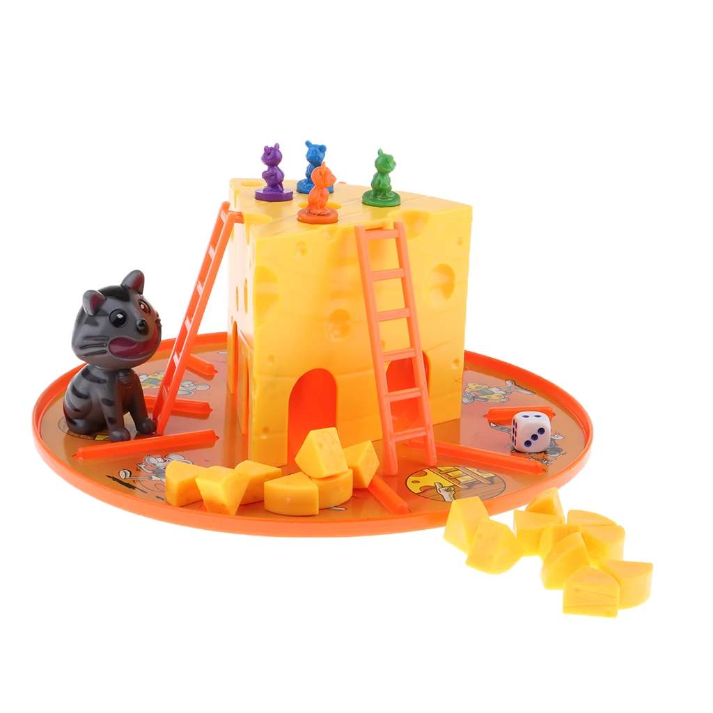 Classic Cat and Mouse Cheese Board Game  - 4 Pieces Mice, Educational Parent - kid Interaction Toys