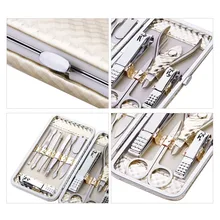 12 шт./компл. для ухода за ногтями Маникюрный педикюрный набор машинка для стрижки волос ножницы, пинцет Инструмент с чехол для нейл-арта, WSH99