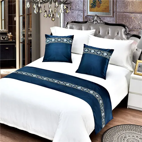 RAYUAN замша вышивка покрывала кровать бегун пледы постельные принадлежности одна королева король покрывало полотенце украшения для гостиницы - Цвет: Navy