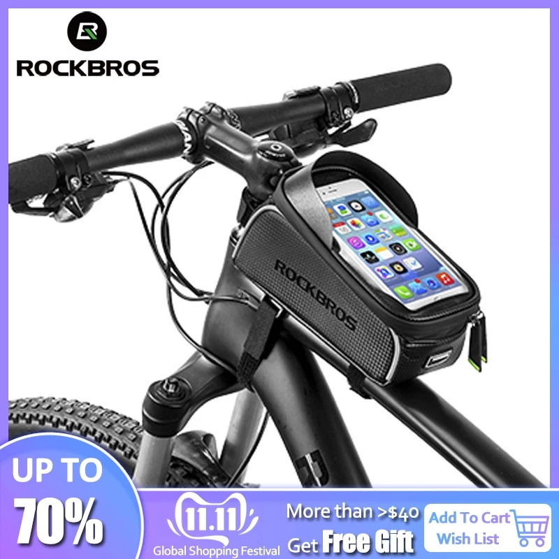Clearance ROCKBROS Cycling MTB Bike Bicycle Bag 6" Waterproof Touch Screen Top Tube Frame Saddle Bag Phone Case Bike Bicycle Accessories 0