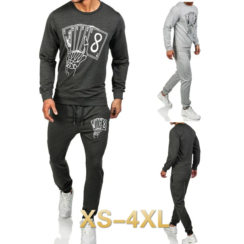 

ZOGAA men sweat suit new sweatsuits Casual Sports Men Poker Print Set psg Jogging tracksuit men 3 color tracksuit men Size S-2XL