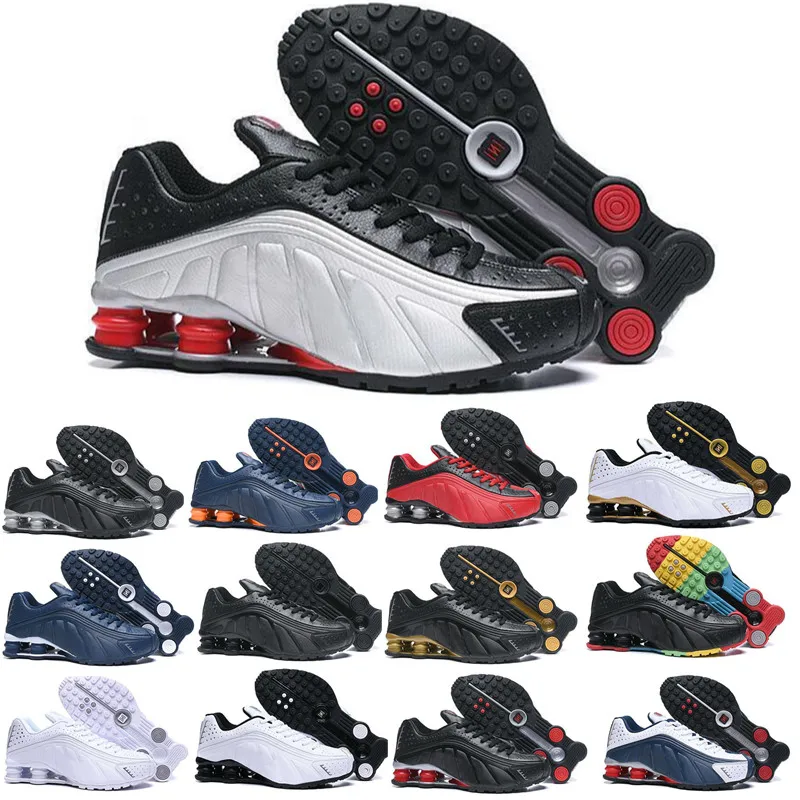 

XPAY Shox R4 Mens Running Shoes Metallic Black White OZ NZ 1308 Chaussures OZ NZ 301 Sneakers Increased Cushion Zapatillas Shoes