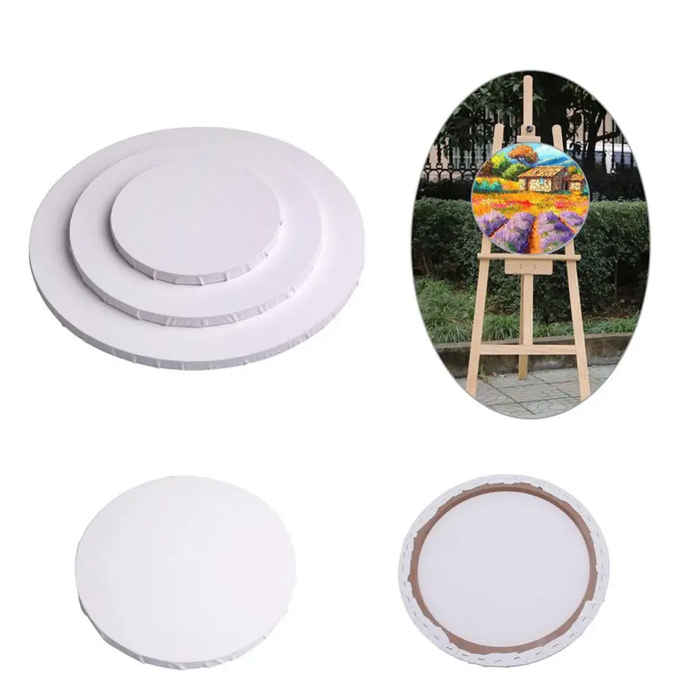  for Painting Acrylic Pouring Oil Paint Artist Media 20/30 cm Stretched Canvas Round Cotton Paint Board White Blank Canvas Frame Art Craft Set of 2 