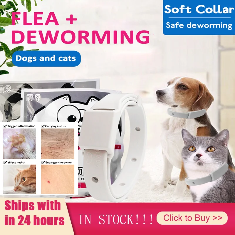 Cat Dog Anti Flea Mite Tick Collar No Grooming Tool Quadruple Removal Effect Kitten Remedy Neck Pet Supplies | Дом и сад