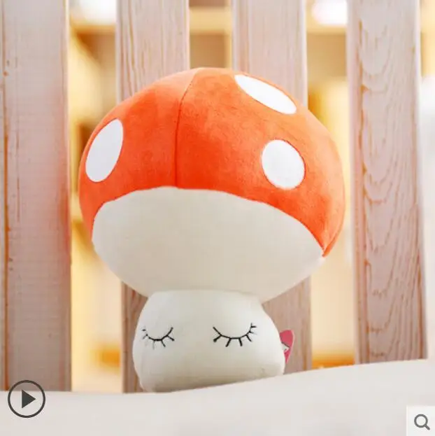 Kawaii фрукты плюшевая игрушка клубника банан яблоко сосна яблоко кукла подушка моделирование мультфильм кукла украшения подушки подарок на день рождения - Цвет: 25cm-mushroom-orange
