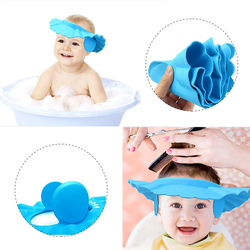 Baby Shower Cap Adjustable Shampoo Bath Wash Hair Shield Hat Children Waterproof Cap Protect