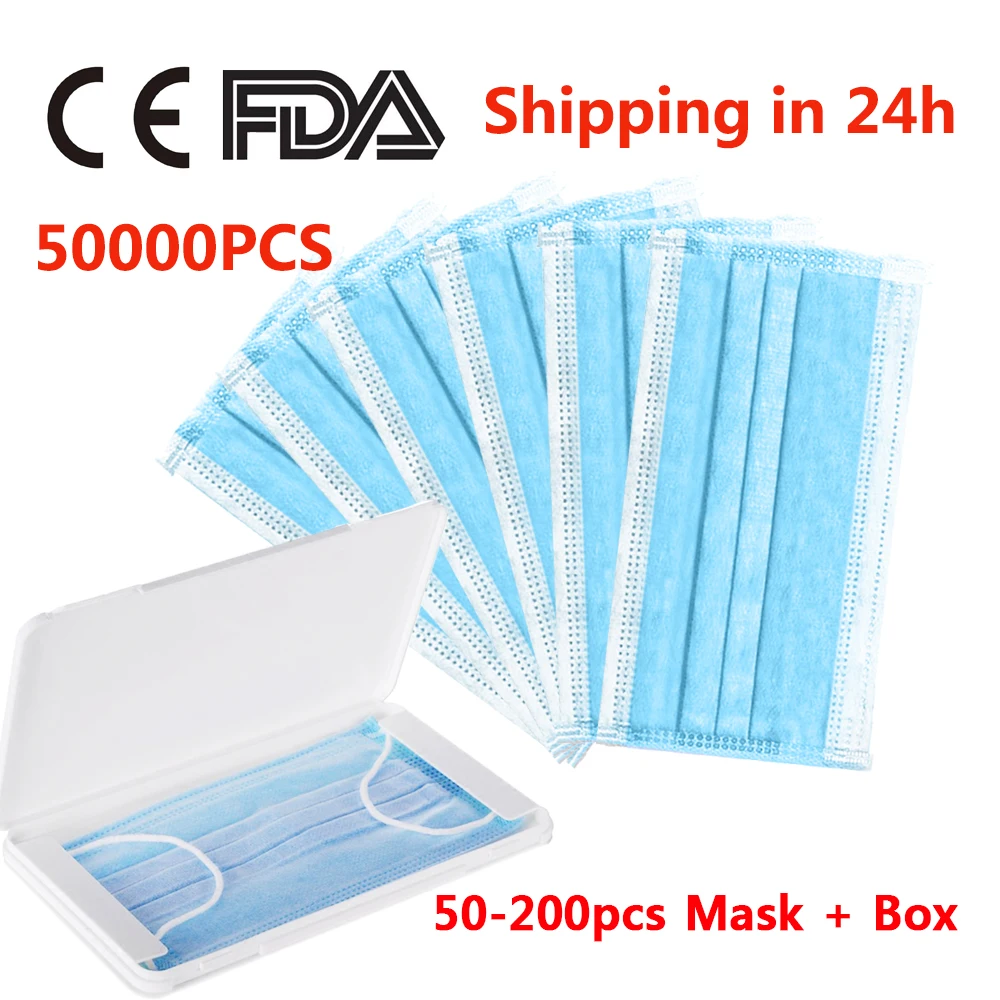

400/50 PCS Disposable N95 PM2.5 FPP3 FPP2 Mask Non-Woven Masks 3-Layer Sanitary Mask Anti-Dust Proof Flu Mouth Mouth Face Masks