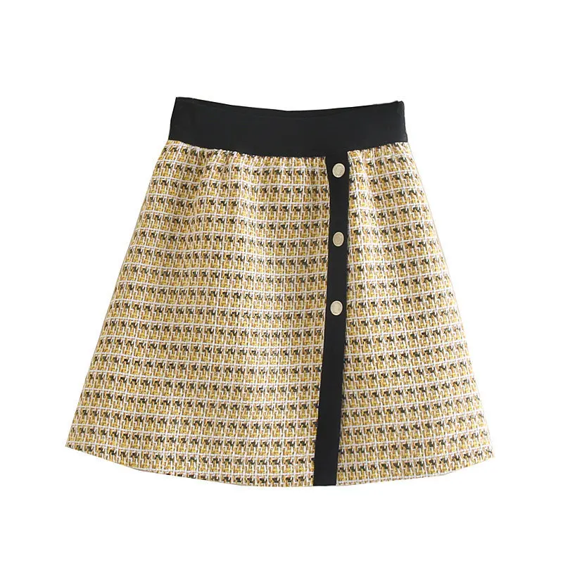 

Europe And America A- line Skirt One-step Skirt Elegant Girdle Skirt Itself Skirt Female Spring Summer Skirt Yellow Short Skirt