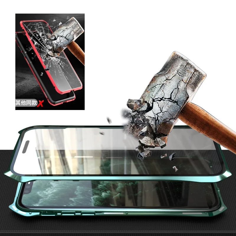 Магнитный чехол для iphone 11 Pro Max Чехол передняя задняя прозрачная стеклянная крышка летучая мышь металлический бампер 360 для iphone 11 Pro роскошные чехлы