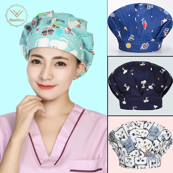 

Doctor Surgical Scrub Cap Unisex Green christmas snowman Print Hospital Medical Caps Scrub Lab Clinic Dental Operation Nurse Hat