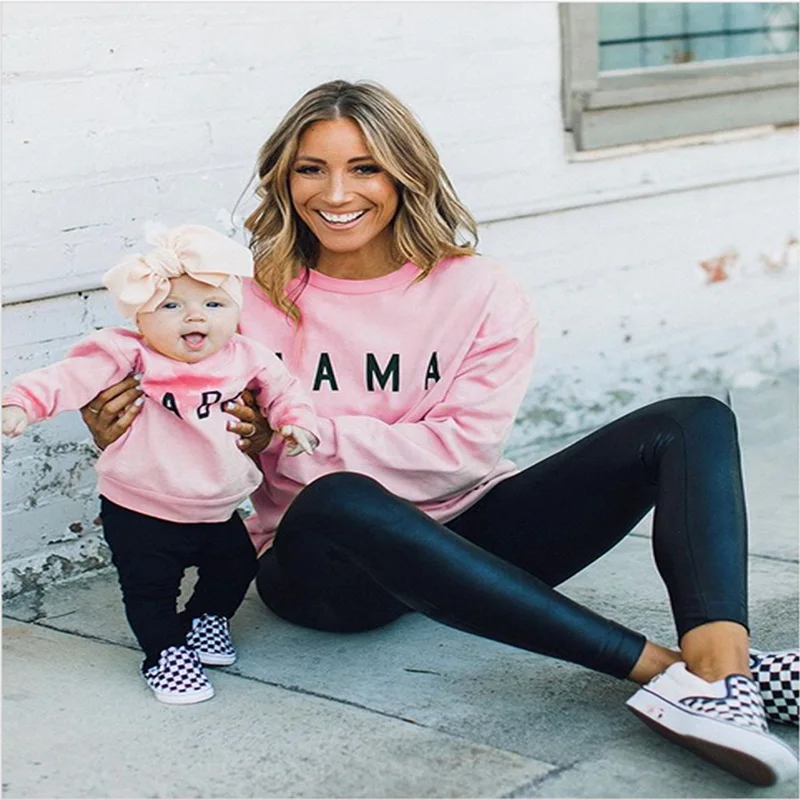 Family Matching Outfits Mother And Daughter Winter Sweater Hoodie Jumper dress 