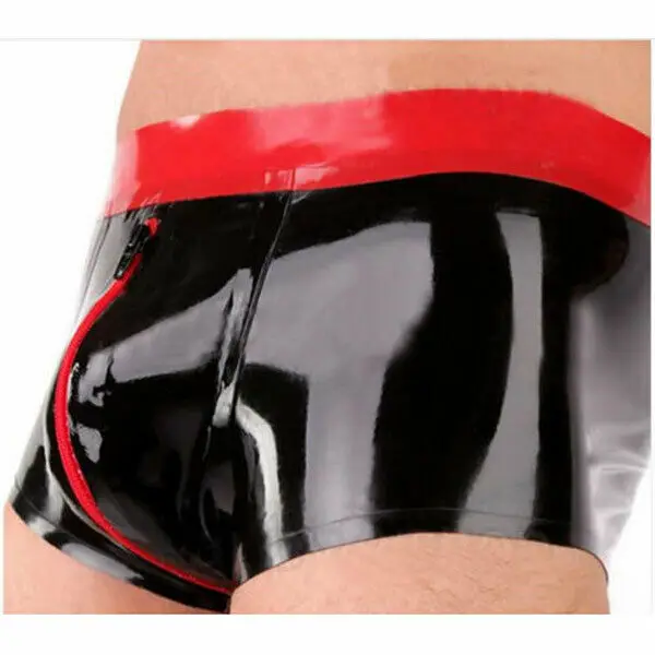 Latex Rubber Waterproof Sports Boxer Shorts with Zipper S-XXL men underwear