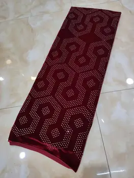 

(5yards/pc) High quality wine red African velvet lace fabric with gorgeous rhinestones for attractive party dress FJY283