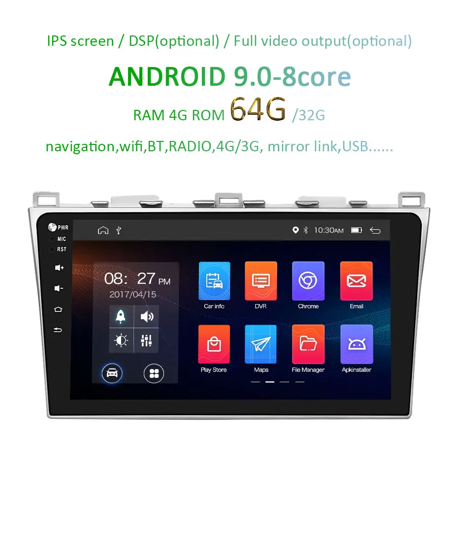 Clearance 10.1" IPS screen DSP 4G 64G Android 9.0 Car GPS For Mazda 6 2008-2015 STEREO PC support BOSE AUDIO system NO dvd player 2