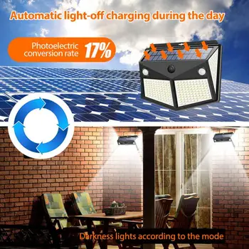 

160/260LED Solar Power Light Double Sensor Head Garden Wall Light Waterproof Sensor Garden Light Sunlight Security Street Light
