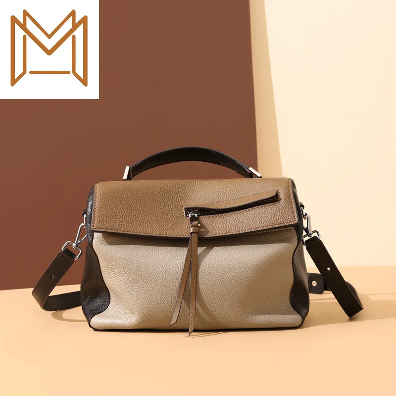 

Genuine Leather Satchel Package All-match Tide Capacity Head Layer Soft Cowhide Portable Messenger Woman Package
