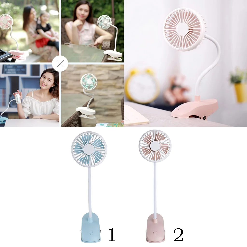 Rechargeable USB Fan Table Desk Fan Personal Fan with Clip and Flexible Neck