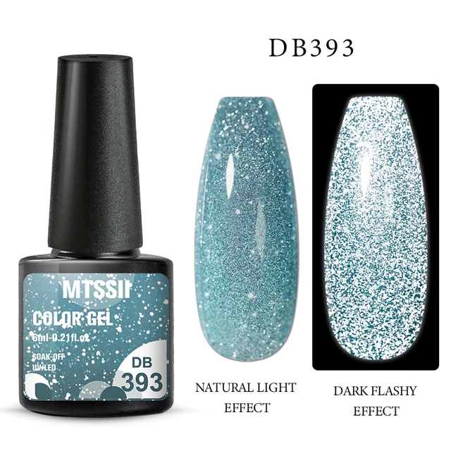 Mtssii Reflective Glitter Gel Nail Polish 6ml Sparkling Auroras Laser Nail Gel Nail Art Varnish Semi Permanent Top Base Gel Q16559 Reflective