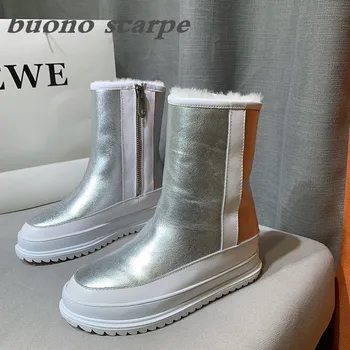 

Female 2019 new fashion sheep fur one inside thickening thick short tube waterproof non-slip snow boots