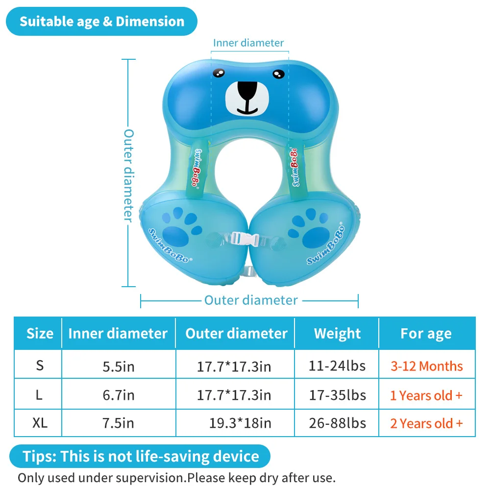 Baby Swim Float Cute Bear Toddler Underarm Swimming Ring Trainer Accessories Safety Pool Float Circle Bathing Buoyancy Water Toy 4