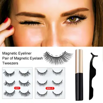 

3 Pair Magnetic Eyeliner And Eyelashes Kit Waterproof Long Lasting False Eyelashes Beauty Makeup For Women Eyelashes Tools