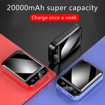 

Mini Power Bank 20000mAh LED Display Mirror Back Power Bank 10000mah External Battery Pack Powerbank For Xiaomi Portable Charger