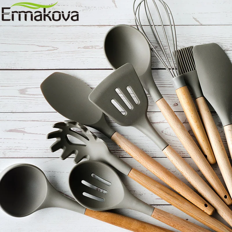 ERMAKOVA силиконовая кухонная утварь с деревянной ручкой антипригарная лопатка