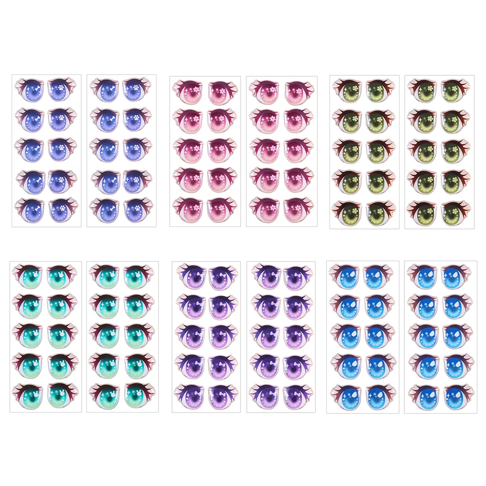 Cartoon Doll Eyes Stickers Cute Flower Star Bunny Clay Decals Anime Figurine Doll Face Organ Paster Toys Accessory 10Pairs doll accessories,plush doll accessories