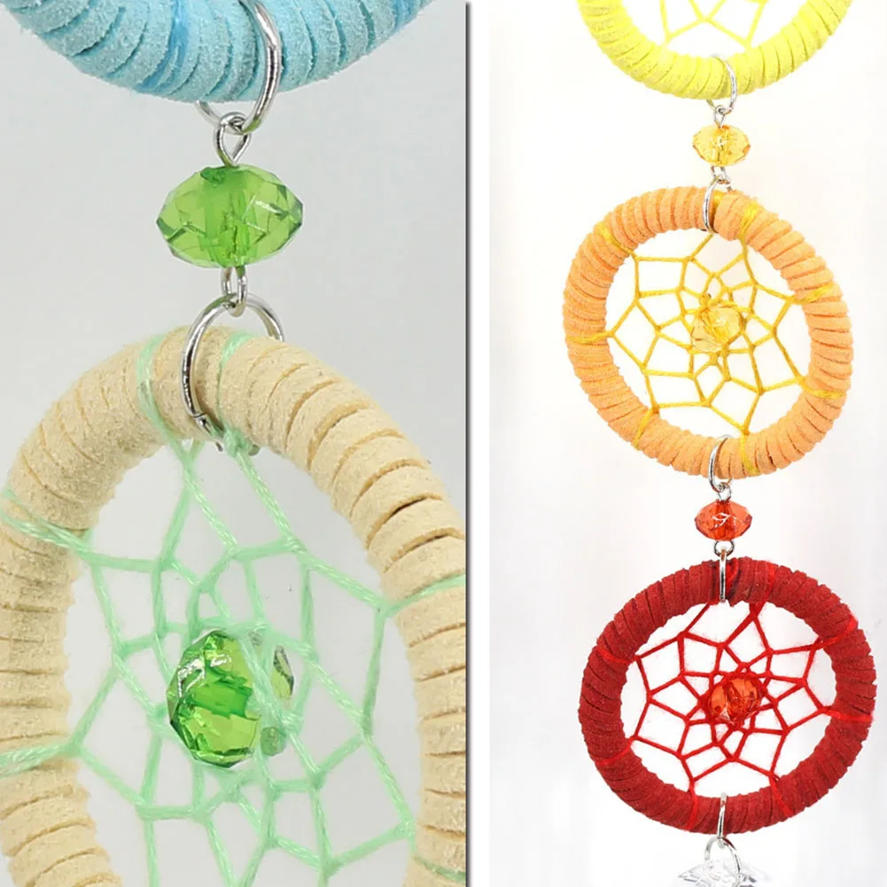 DIY Exquisite Pendant Decorative Round Hand Woven Craft Hanging Home Gift Ornament Dream Catcher Bedroom Colorful Ring