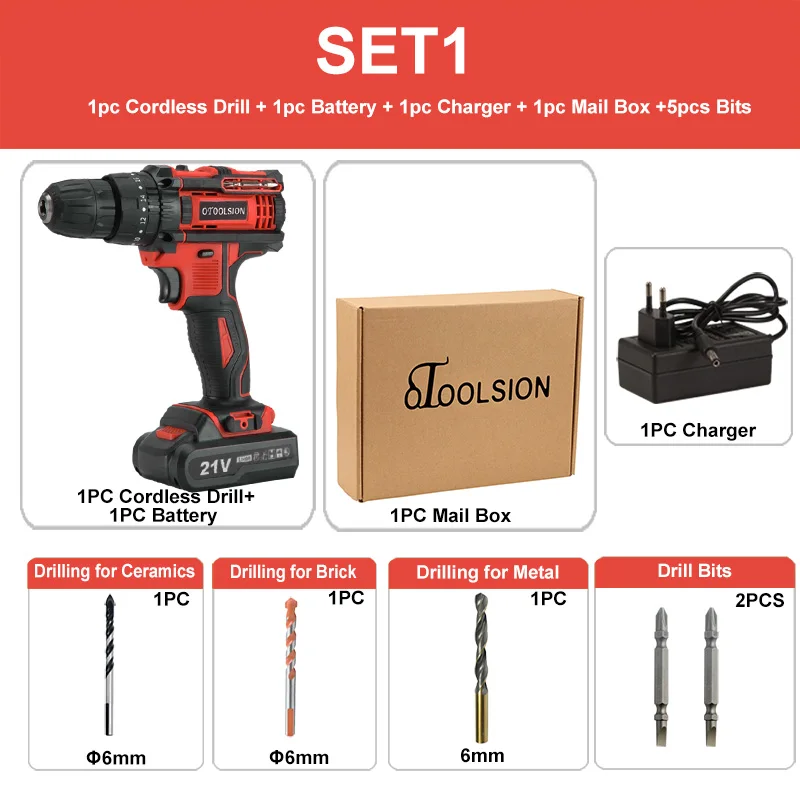 21 в двойная скорость ударная аккумуляторная отвертка маленькая дрель электрические инструменты молотковая Дрель ударная Отвертка аккумуляторная дрель+ сумка для сумки - Цвет: SET1 (1 pc battery)