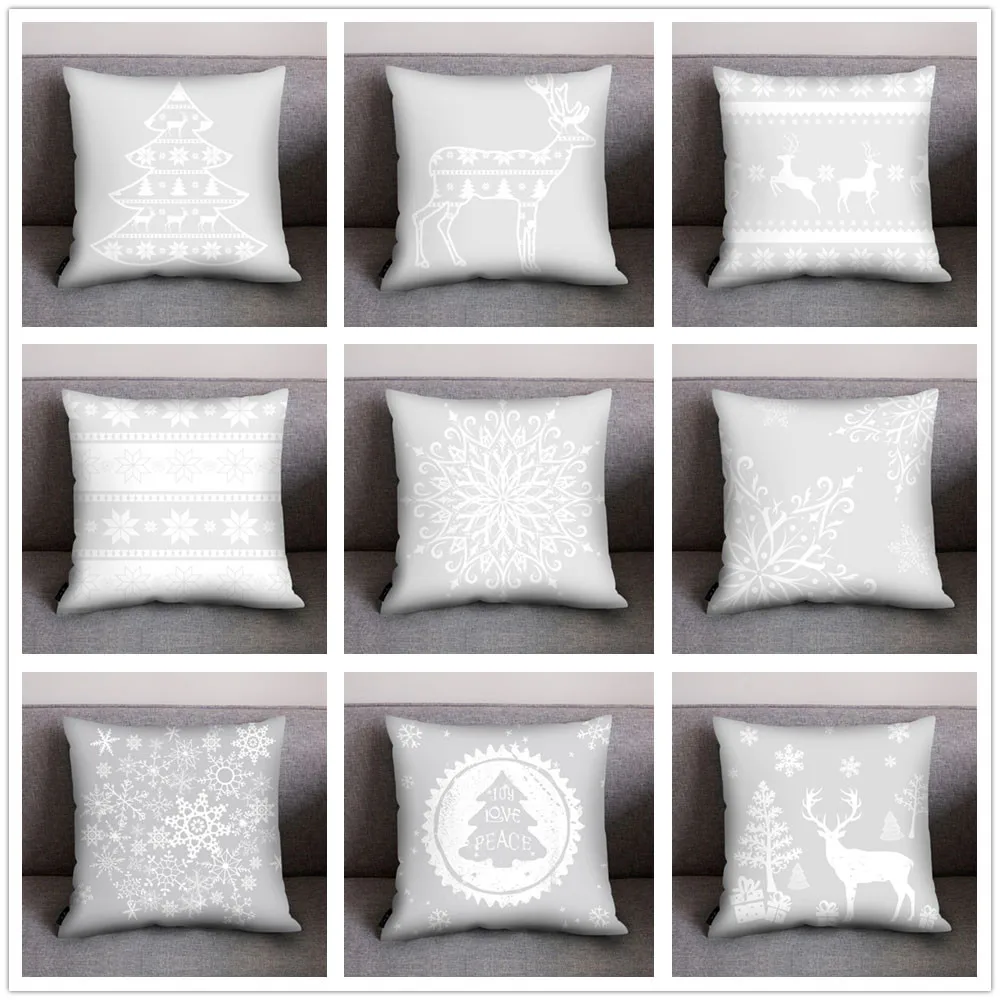 

Christmas Theme Pillowcase Nordic Style Merry Christmas Tree Elk Deer Print Pillow Case Light Color Cartoon Pillow Case
