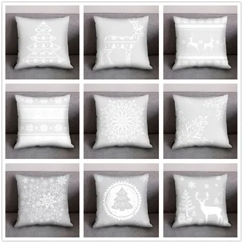 

Christmas Theme Pillowcase Nordic Style Merry Christmas Tree Elk Deer Print Pillow Case Light Color Cartoon Pillow Case
