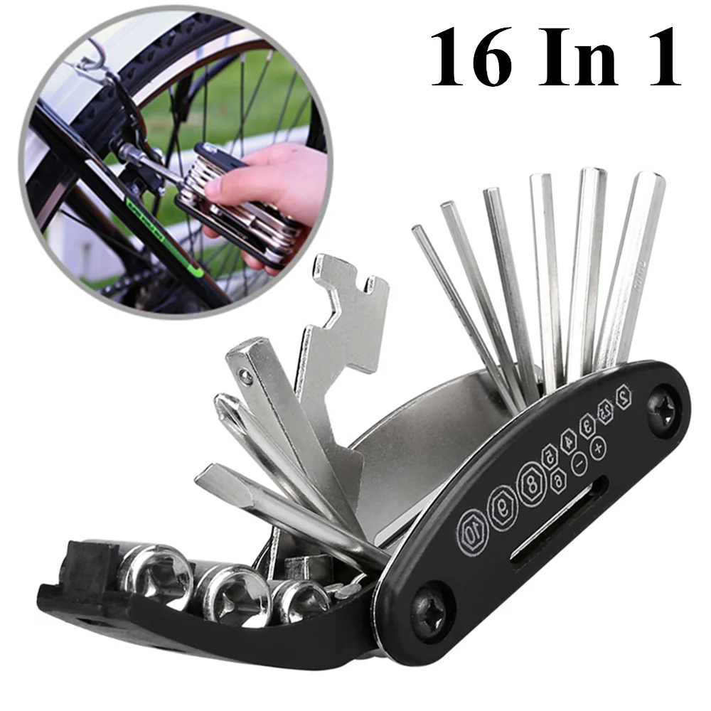

Multitool Bicycle Repair Tools Kit Chain Hex Spoke Spanner Wrench Screwdriver Carbon Steel Combination Set MTB Bike Cycling Tool