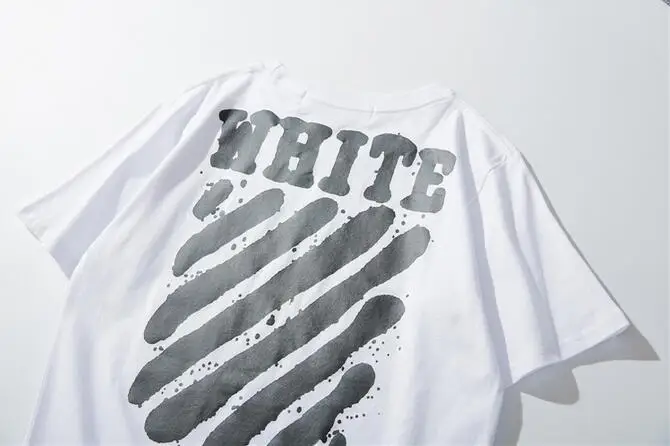 Новинка Off-White OW косая полоска унисекс пара влюбленных моделей хлопок Мода Круглый вырез короткий рукав Футболка