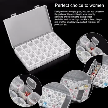 

28 Slots Clear Plastic Empty Storage Box for Nail Art Manicure Tools Jewelry Beads Pills Display Storage Case Organizer Holder Z