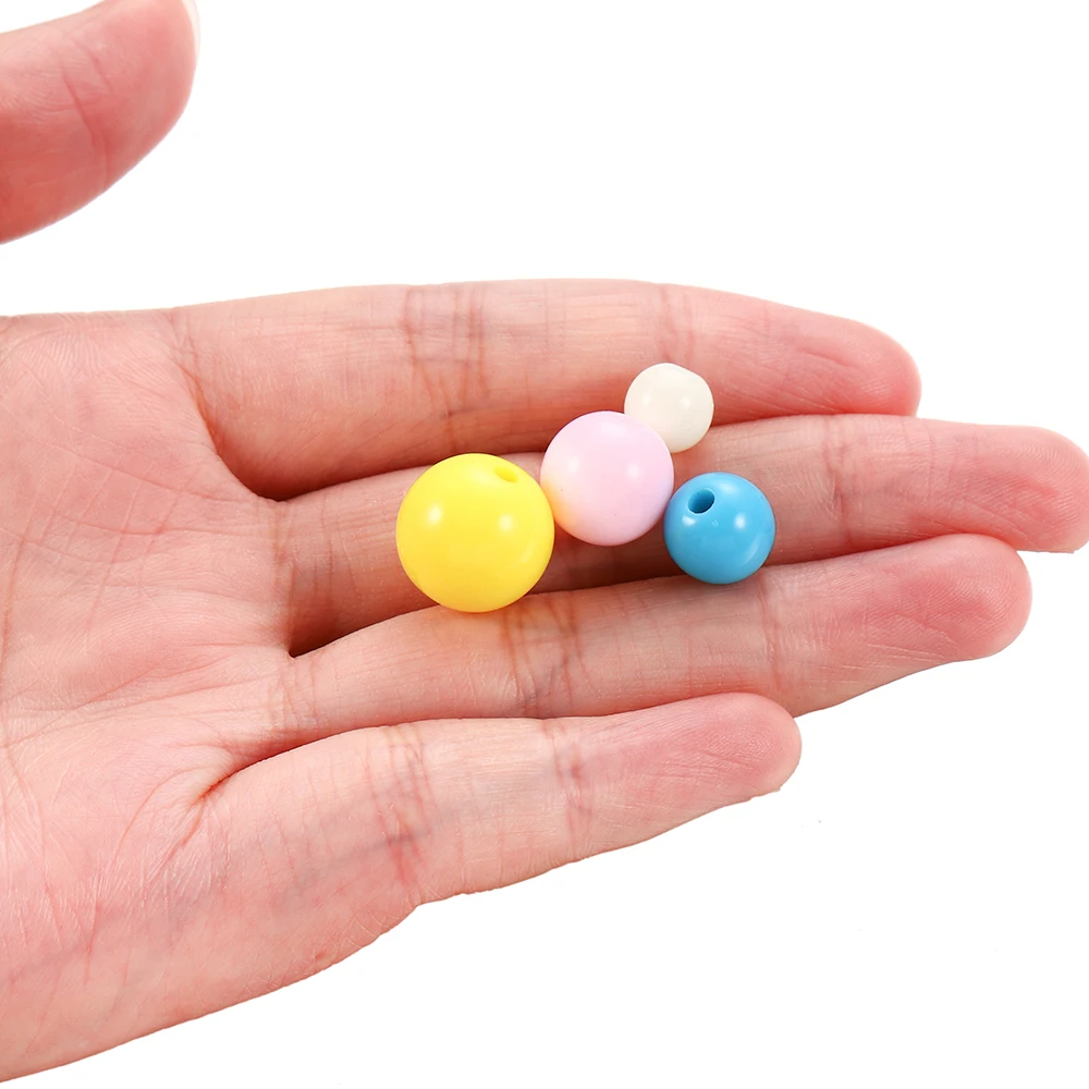 10-200pcs Mixed Acrylic Plastic Smooth Round Ball Spacer Beads 6 8 10 12MM For Jewelry Making Accessories