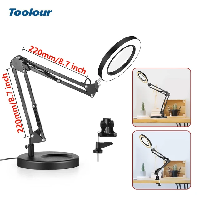 2 In 1 Desktop Magnifier Led Desk Lamp With 5x Lens Bright Light Tool  Repair Tools Magnifiers Loupe Magnifying Glass - Magnifiers - AliExpress